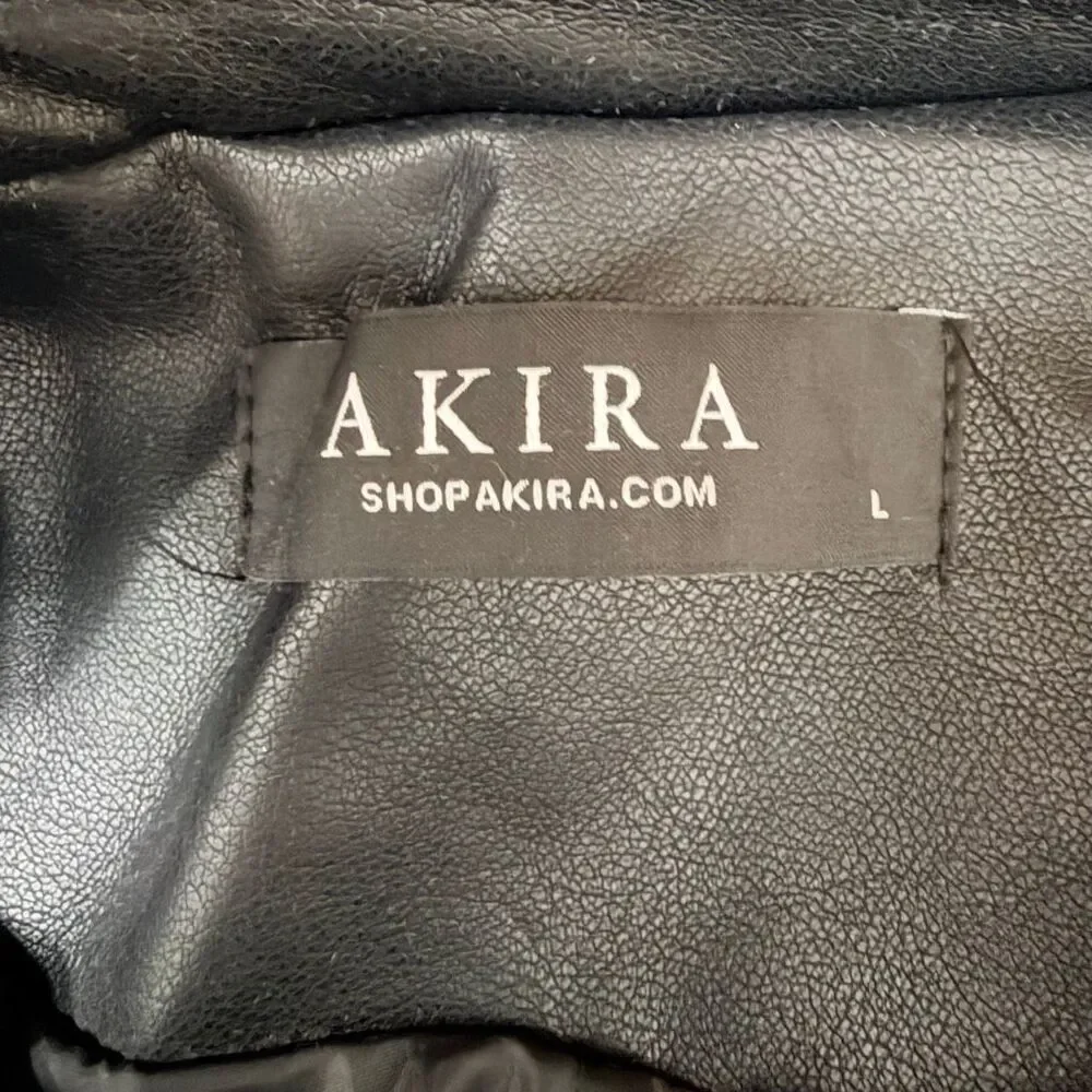 Akira Double Breasted Vegan Leather Blazer Jacket Size Large